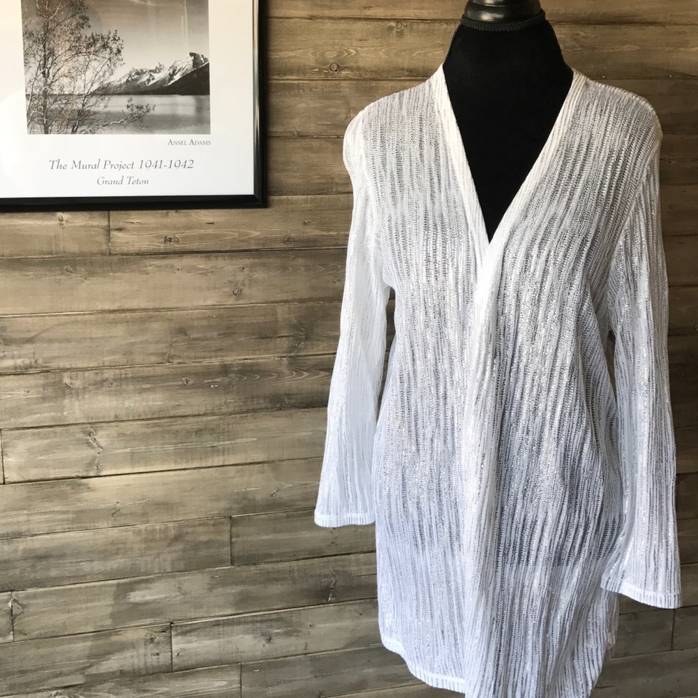 Chico’s Silver and White Jacket